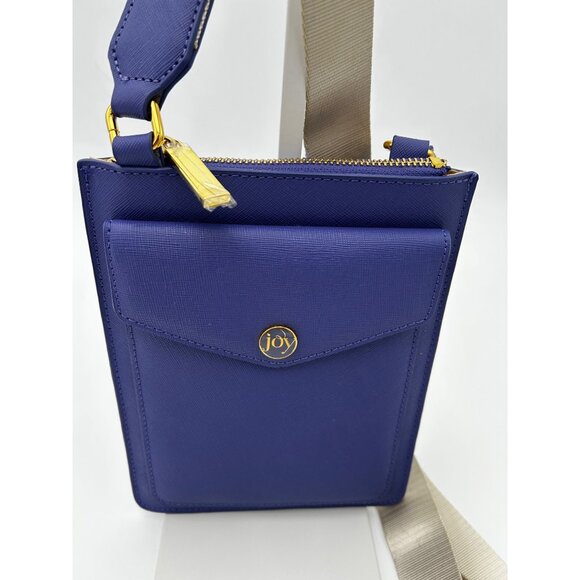 JOY Purple Leather Crossbody Bag with Adj Cream Strap NWOT 9"x7" Minimalist - Picture 6 of 8